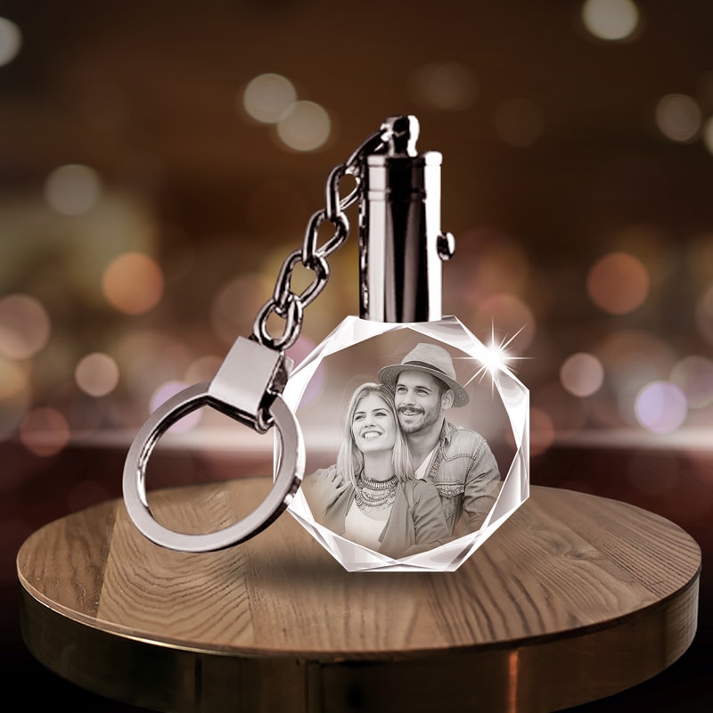 2d Photo Crystal Octagon Keychain 